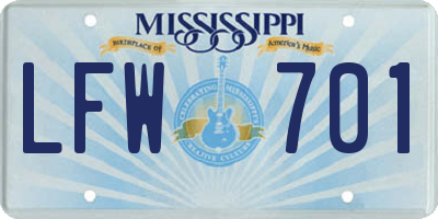 MS license plate LFW701