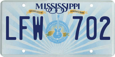 MS license plate LFW702