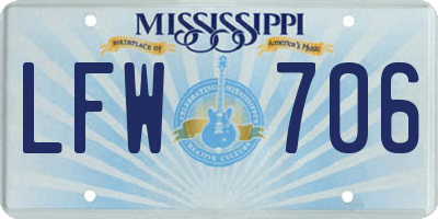 MS license plate LFW706