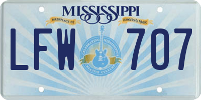 MS license plate LFW707