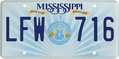 MS license plate LFW716