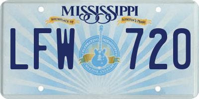 MS license plate LFW720