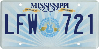 MS license plate LFW721