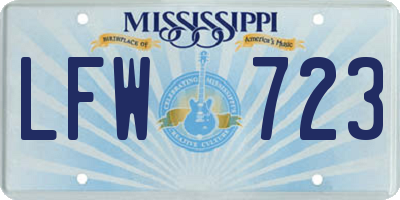 MS license plate LFW723