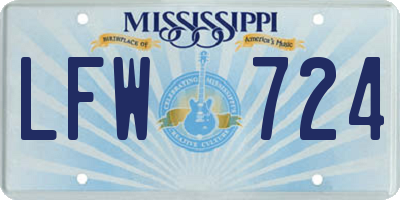 MS license plate LFW724