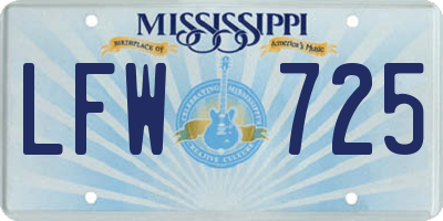 MS license plate LFW725