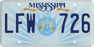 MS license plate LFW726