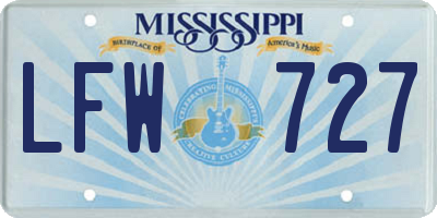 MS license plate LFW727