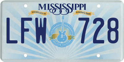 MS license plate LFW728