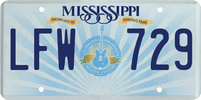 MS license plate LFW729