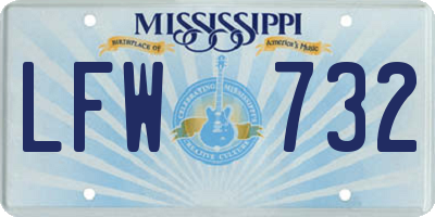 MS license plate LFW732