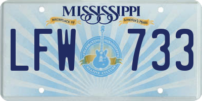 MS license plate LFW733