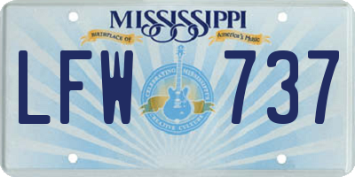 MS license plate LFW737