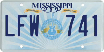 MS license plate LFW741