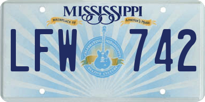 MS license plate LFW742