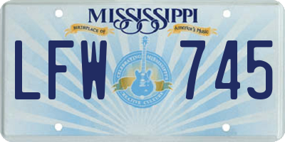 MS license plate LFW745