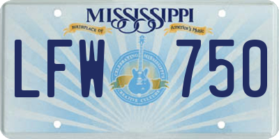 MS license plate LFW750