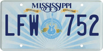 MS license plate LFW752