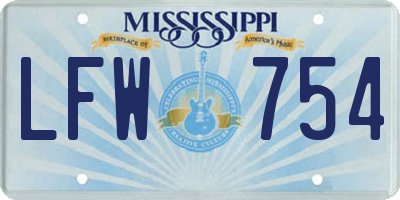 MS license plate LFW754