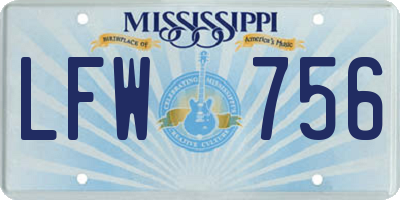 MS license plate LFW756