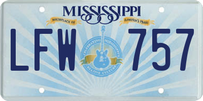 MS license plate LFW757