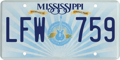 MS license plate LFW759