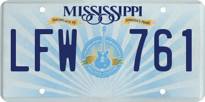 MS license plate LFW761