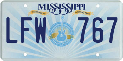 MS license plate LFW767