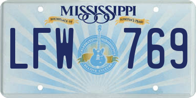 MS license plate LFW769