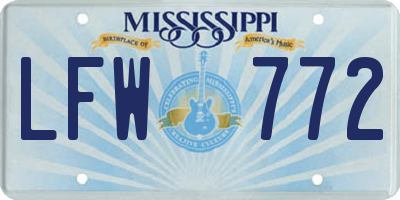 MS license plate LFW772