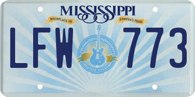 MS license plate LFW773