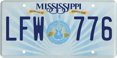 MS license plate LFW776