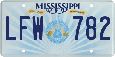MS license plate LFW782