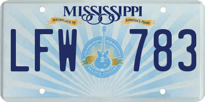 MS license plate LFW783