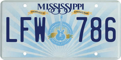 MS license plate LFW786