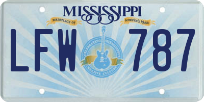 MS license plate LFW787