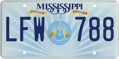 MS license plate LFW788