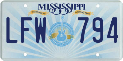 MS license plate LFW794