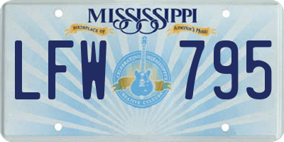 MS license plate LFW795