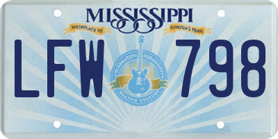 MS license plate LFW798