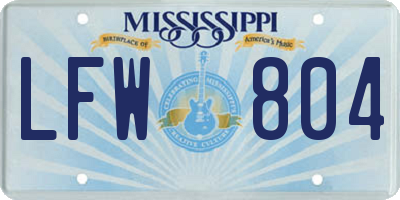 MS license plate LFW804