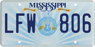 MS license plate LFW806