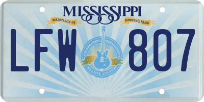 MS license plate LFW807