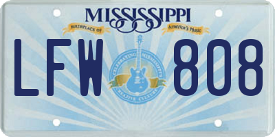 MS license plate LFW808