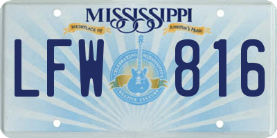 MS license plate LFW816