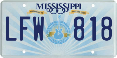 MS license plate LFW818