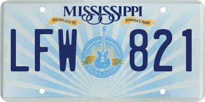 MS license plate LFW821