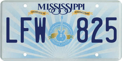 MS license plate LFW825