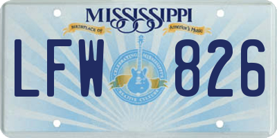 MS license plate LFW826