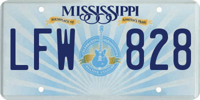 MS license plate LFW828